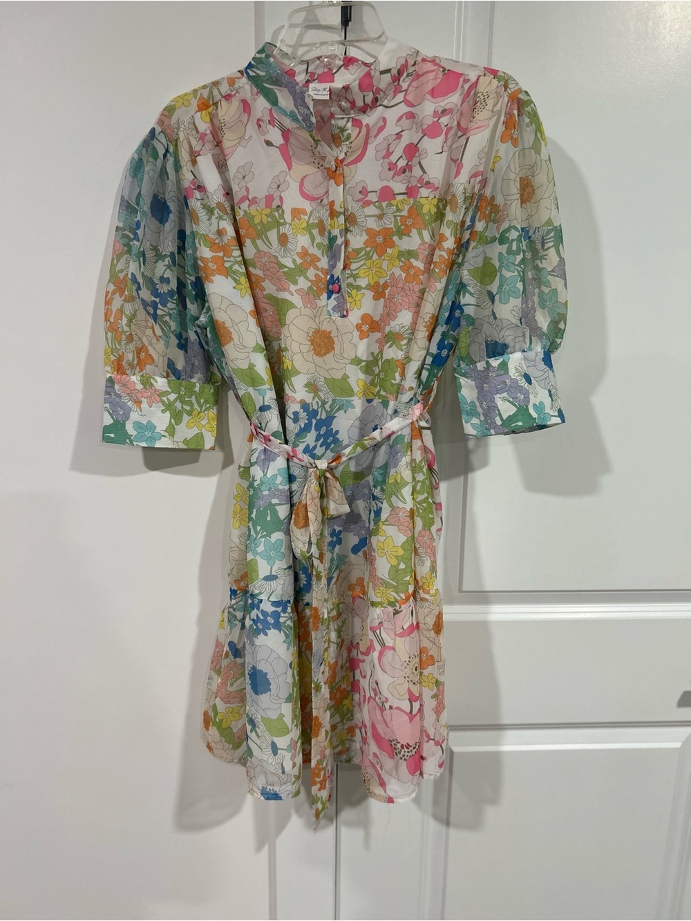 Floral Belted Casual Dress in Multicolor